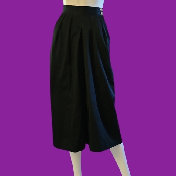 VTG SILVERCORD 1970s Black High Waist Wide Barrel Leg Midi Cullottes - Picture 1 of 12